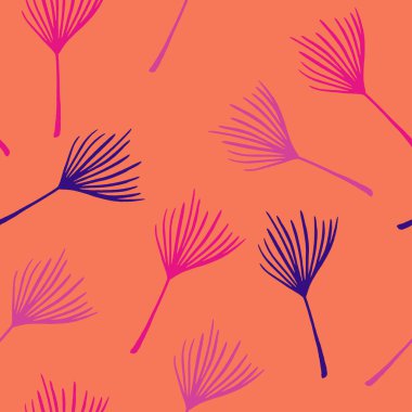 Süper Tropikal Vektör Kusursuz Düzen. Doodle Çiçek Geçmişi. Tüylü Karahindiba Muz Canavarı Tropik Kusursuz Şekil Yaprakları. Güzel yaz kumaşları. Zarif Erkek Gömlekli Kadın Elbisesi.