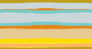 Turuncu, Kahverengi Çizgiler Kusursuz Yaz Şablonu, Vektör Suluboya Denizci Çizgileri. Yatay Fırça darbeleri Retro Vintage Tekstil Tasarımı. Mürekkep Boyalı Çizgiler, Geometrik Parça İzleri