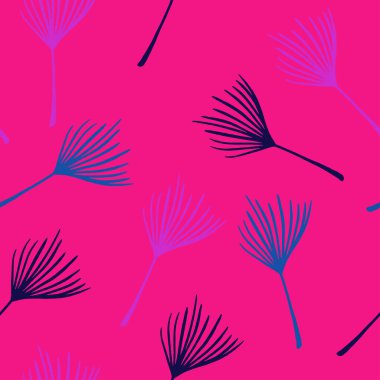 Trend Tropikal Vektör Kusursuz Düzen. Doodle Çiçek Geçmişi. Karahindiba Canavarı Tüylü Muz Tropikal Kusursuz Şekil Yapıyor. Güzel Erkek Gömlekli Kadın Elbisesi dokusu. Serin Yaz Tekstili.