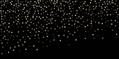 Siyah üzerine Altın Konfeti Duşu. VIP Gold, Gümüş Parıltısı Kış Konfeti. Altın Sequinler, Düşen Xmas Yıldızları. Pahalı bir yılbaşı kutlaması. Altın Çekirdekler, Düşen Yıldızlar