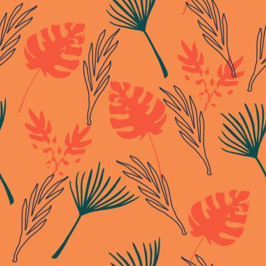 Süper Tropikal Vektör Kusursuz Düzen. Çiçek Özgeçmişi 'ni çiz. Güzel Yaz Kumaşları. Monstera Karahindiba Muz Tüysüz Tropikal Şablon Yaprakları. Zarif Erkek Gömlekli Kadın Elbisesi.