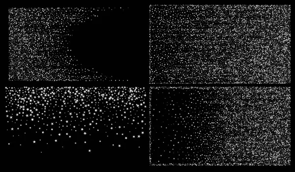 Altın, Gümüş Zengini Düşen Yıldızlar Konfeti. VIP Altın, Gümüş Parıltı, Parıltı, Gradient Stars Confetti. Kış Parıltısı. Lüks Parlak Yeni Yıl Kutlama Vektörü Arkaplanı.