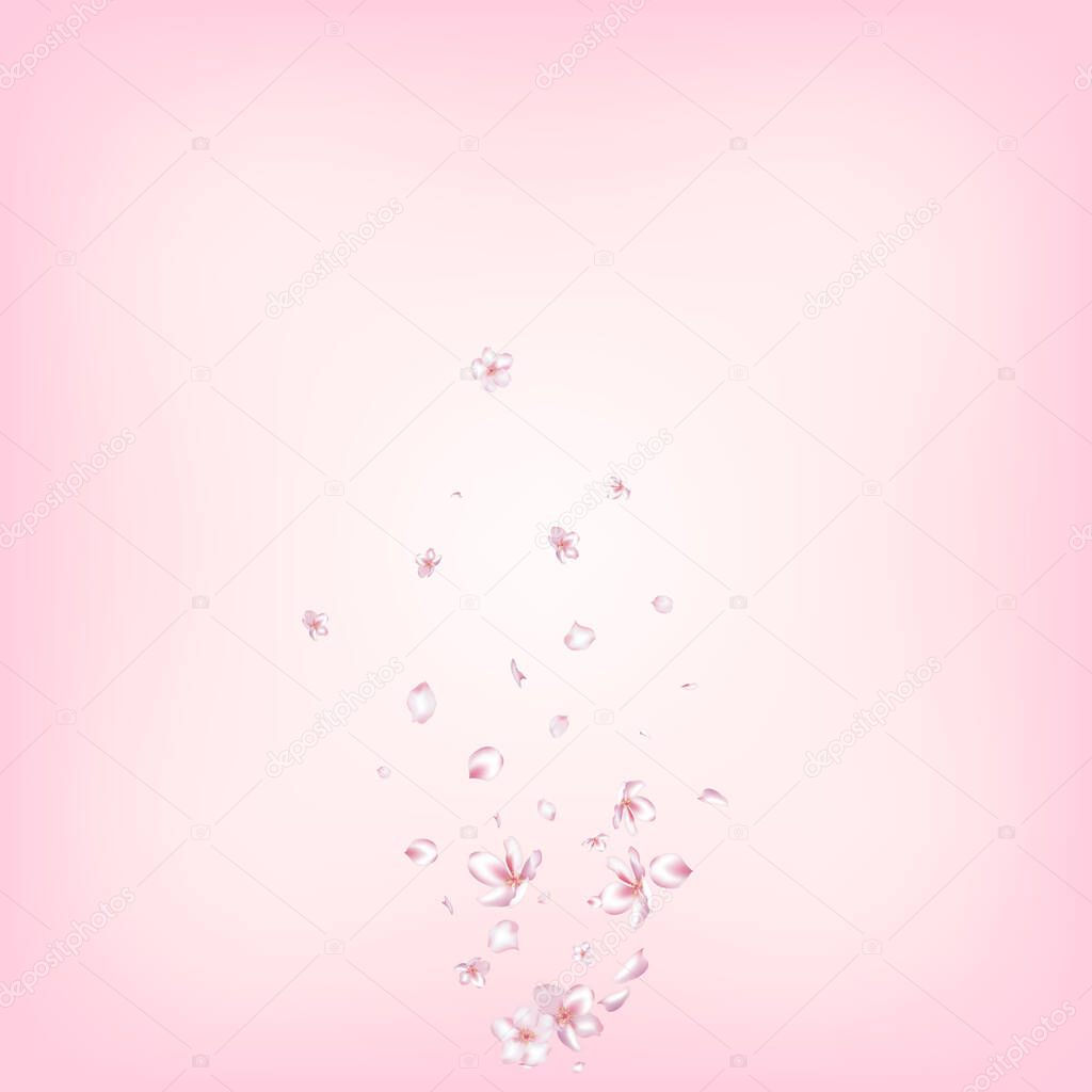 Sakura Cherry Blossom Confetti. Flying Japanese Sakura Rose Cherry Petals Design. Windy Leaves Confetti Poster. Female Rich VIP Feminine Texture. Blooming Cosmetics Ad Noble Flower Background.