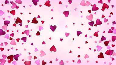 Düşen Kalpler Vektör Konfeti. Sevgililer Günü Düğün Şablonu. Zengin VIP Hediye Kartı, Poster Arkaplan Sevgililer Günü Dekorasyonu ve Düşen Kalpler Konfeti. Güzel Pembe Dağıtım