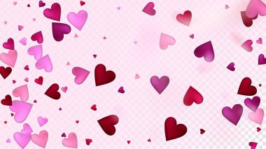 Düşen Kalpler Vektör Konfeti. Sevgililer Günü Romantik Düzen. Zengin VIP Hediye Kartı, Poster Arkaplan Sevgililer Günü Dekorasyonu ve Düşen Kalpler Konfeti. Güzel Pembe Dağıtım