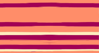 Turuncu, Kahverengi, Kusursuz Yaz Şablonu, Vektör Suluboya Denizci Çizgileri. Vintage Trace Grunge Fabric Moda Tasarımı Yatay Fırça darbeleri. Fırça Boyalı Mürekkep İzi, Geometrik Sonbahar Yazdırma