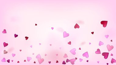 Gerçekçi Kalpli Vektör Konfeti. Sevgililer Günü Hassas Düzeni. Zengin VIP Hediye Kartı, Poster Arkaplan Sevgililer Günü Dekorasyonu ve Düşen Kalpler Konfeti. Güzel Pembe Kenarlık