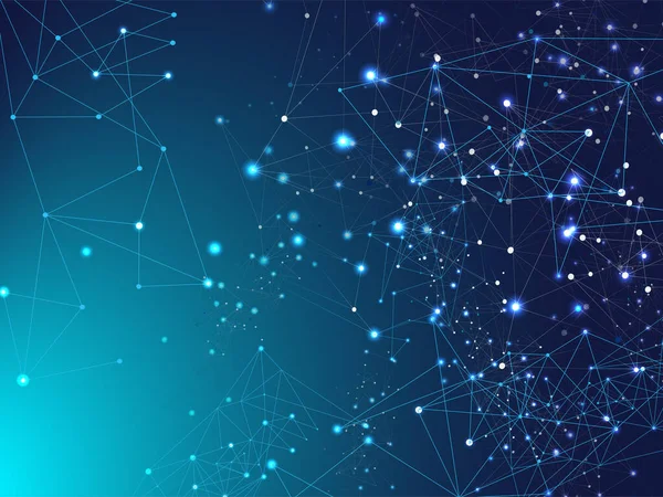 Mavi Teknoloji Alanı, İnternet Siber Uzay Veri Kavramı. Galaxy Net Futuristik Tasarım, Ağ Bağlantısı. Plexus Bağlı Çizgi Vektörü Arkaplanı. Büyük Veri Bilgisi, Üçgen Ağ Düğümleri.