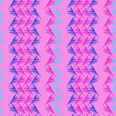 Süper Tropikal Vektör Kusursuz Düzen. Güzel Erkek Gömlekli Kadın Elbisesi dokusu. Tüylü Muz Yaprakları Canavarımsı Karahindiba Tropikal Kusursuz Desen. Cool Summer Fashion. Çiz Çiçek Arkaplanı.