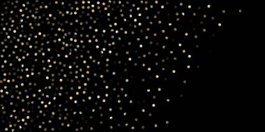 Siyah üzerine Altın Konfeti Duşu. Parlak Yeni Yıl Kutlama Çelengi. Altın Sequinler, Düşen Xmas Yıldızları. VIP Gold, Silver Sequins Kış Konfeti. Altın Çekirdekler, Düşen Yıldızlar