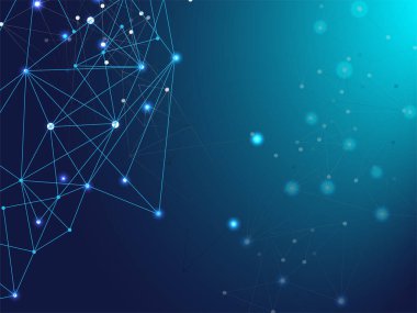 Büyük Veri Bilgileri, Ağ Engelleme Düğümleri. Düğümler Bağlı Vektör Arkaplanı. Galaksi Ağı Fütürist Tasarım, Birbirine Bağlı Çizgiler. Mavi Teknoloji Alanı, İnternet Siber Alan Veri Kavramı.