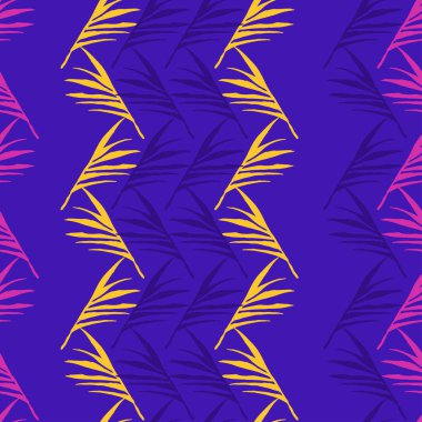 Modern Tropikal Vektör Kusursuz Düzen. Muz Yaprakları Canavarımsı Karahindiba Tüylü Tropikal Kusursuz Desen. Güzel Erkek Gömlekli Kadın Elbisesi dokusu. Doodle Çiçek Geçmişi. Şık Yaz Moda.