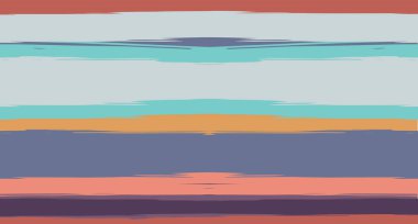 Turuncu, Kahverengi Vektör Suluboya Denizci Çizgili, Kusursuz Yaz Şablonu. Yatay Fırça darbeleri Retro Vintage Grunge Kumaş Doku Tasarımı. Fırça Boyalı Mürekkep İzi, Geometrik Sonbahar Yazdırma