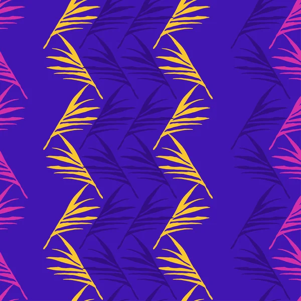 Modern Tropikal Vektör Kusursuz Düzen. Muz Yaprakları Canavarımsı Karahindiba Tüylü Tropikal Kusursuz Desen. Güzel Erkek Gömlekli Kadın Elbisesi dokusu. Doodle Çiçek Geçmişi. Şık Yaz Moda.