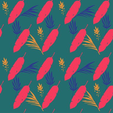 Trend Tropikal Vektör Kusursuz Düzen. Doodle Çiçek Geçmişi. Zarif Erkek Gömlekli Kadın Elbisesi dokusu. Güzel yaz modası. Monstera Muz Karahindiba Tüylü Tropikal Kusursuz Kalıp Bırakıyor.