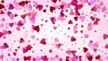 Kırmızı, Pembe Kalpli Vektör Konfeti. Sevgililer Günü Romantik Düzen. Düşen Kalpler Konfeti ile Güzel Pembe Sınır Sevgililer Günü Madalyası. Zarif Hediye, Doğum günü kartı, Poster Arkaplanı