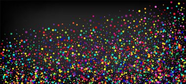 Gökkuşağı Konfeti Festivali Vektör Arkaplanı. Noel, Yeni Yıl, Doğum günü Sihirli Madalyası. Tatil Kutlaması Parlak Sequins Frame 'e Düşüyor. Gökkuşağı Konfeti Düşüyor. Karnaval Basit Çelenk.