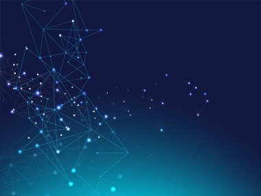 Galaksi Ağı Bilim Tasarımı, Dijital Ağ Ağı. Mavi Teknoloji Alanı, İnternet Siber Uzay Veri Kavramı. Büyük Veri Bilgileri, Çoklu Zincir Düğümleri. Bağlı Plexus Çizgileri Vektör Arkaplanı.