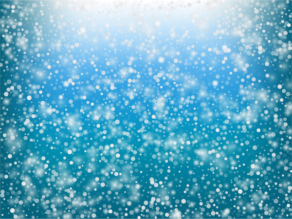 Winter Holidays Falling Snow Vector Background. Christmas, New Year Celebration Snowflakes Pattern. Realistic Flying Snow, Storm Sky Effect. Winter Ad Decoration. Winter Holidays Snow Confetti On Blue