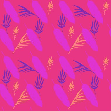 Trend Tropikal Vektör Kusursuz Düzen. Monstera Banana Yaprakları Tüylü Karahindiba Tropikal Kusursuz Desen. Güzel Yaz Tekstili. Güzel Erkek Gömlekli Kadın Elbisesi dokusu. Boyalı Çiçek Arkaplanı.