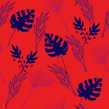 Modern Tropikal Vektör Kusursuz Düzen. Boyalı Çiçek Arkaplanı. Serin Yaz Kumaşları. Zarif Erkek Gömlekli Kadın Elbisesi dokusu. Karahindiba Canavarı Muz Tüysüz Tüysüz Kalıp Yapıyor.