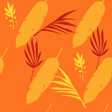 Süper Tropikal Vektör Kusursuz Düzen. Muz Yaprakları Karahindiba Canavarı Tüysüz Tropikal Desen. Güzel Erkek Gömlekli Kadın Elbisesi dokusu. Doodle Çiçek Geçmişi. Şık Yaz Moda.