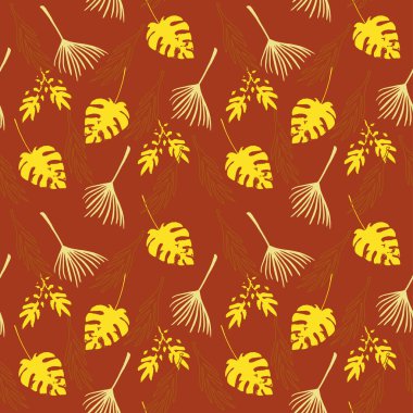 Süper Tropikal Vektör Kusursuz Düzen. Tüylü Karahindiba Canavarı Muz Tropikal Kusursuz Şekil Yapıyor. Zarif Erkek Gömlekli Kadın Elbisesi dokusu. Cool Summer Fashion. Çiz Çiçek Arkaplanı.