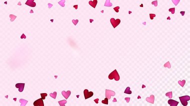 Düşen Kalpler Vektör Konfeti. Sevgililer Günü Düğün Şablonu. Düşen Kalpler Konfeti ile Güzel Pembe Sınır Sevgililer Günü Madalyası. Modern Hediye, Doğum günü kartı, Poster Arkaplanı
