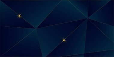 Derin Mavi Lüks Altın Arkaplan. Yeni yıl Noel Kutlama Çerçevesi. 3D Soyut Çokgen Parıltı Kapağı. Kraliyet Gümüş İş Sancağı Altın Premium Düşük Politik Tasarım Altın Lüks Kristal Kart