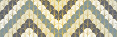 Japon Hayranı Altın Kusursuz Desen. Zengin VIP Japon Kıyafet Baskısı. Geometrik Bohem Asya dalgası dokusu. Bohem Kimono Kumaşı. Klasik altın rengi, kusursuz Çin deseni. Coğrafi Şekil Yay Deseni