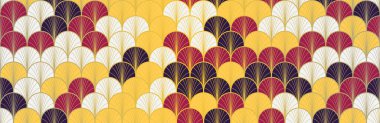 Japon Hayranı Altın Kusursuz Desen. Zengin VIP Japon Kıyafetleri Şablonu. Bohem Kimono Kumaşı. Geometrik Bohem Asya dalgası dokusu. Klasik altın rengi, kusursuz Çin deseni. Deco Arc Kabuk Tasarımı