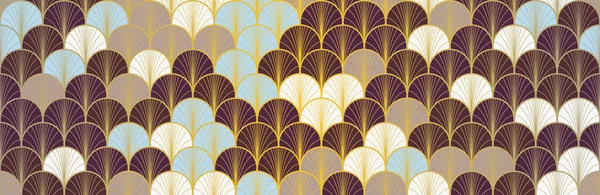 Japanisches Fächermuster Mit Goldenem Nahtlosen Muster Bohemian Kimono Fabric Geometrisches — Stockfoto