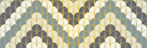 Japanese Fan Golden Seamless Pattern. Rich VIP Japanese Clothes Print. Geometric Bohemian Asian Wave Texture. Bohemian Kimono Fabric. Vintage Gold Chinese Seamless Pattern. Geo Shape Arc Pattern