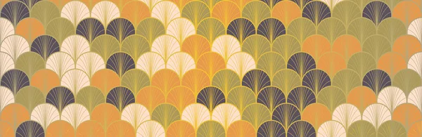 Fantasia Giapponese Golden Seamless Pattern Tessuto Kimono Bohemien Schema Geometrico — Foto Stock