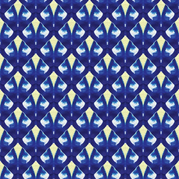 Modrý Japonský Tie Barvy Akvarel Bezešvý Vzor Grunge Paint Brush — Stock fotografie