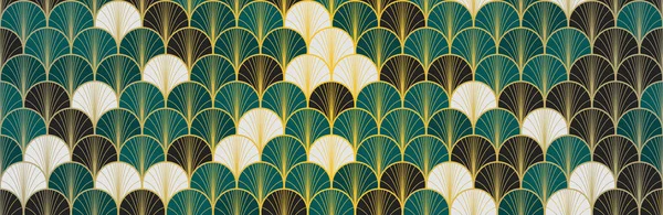 Fantasia Giapponese Golden Seamless Pattern Bohemian Geometric Asian Wave Texture — Foto Stock