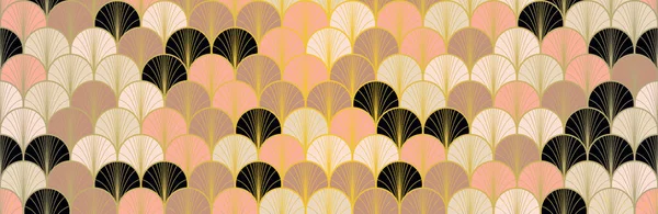 Japanese Fan Golden Seamless Pattern Bohemian Kimono Fabric Geometric Bohemian — Stock Photo, Image
