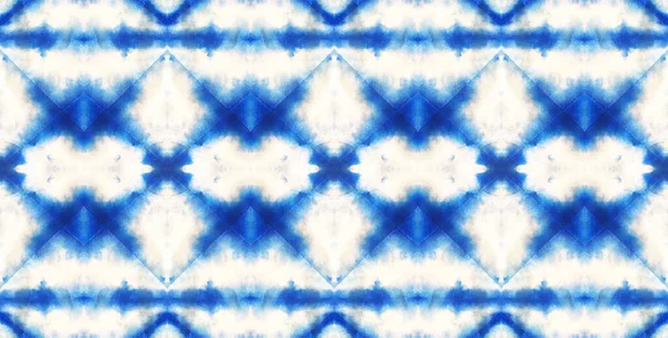 Μπλε Ιαπωνικά Tie Dye Υδατογραφία Seamless Pattern Υδατογραφία Βούρτσα Floral — Φωτογραφία Αρχείου