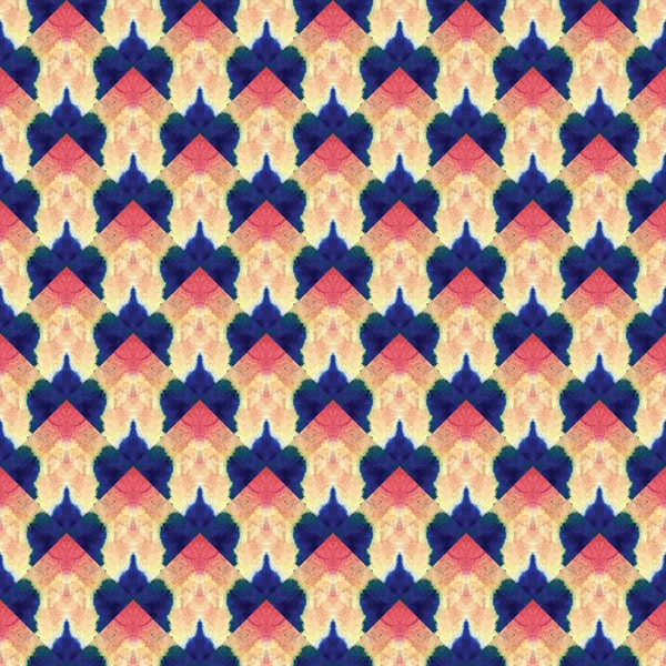 日本の水彩のシームレスなパターン グランジペイントブラシ オリエンタルテール 水彩ブラシペイント 幾何学的な手描きのテキスタイルテクスチャ 花幾何学的な女性の夏パターン — ストック写真