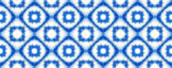 Blue Japanese Tie Dye Watercolor Seamless Pattern Organic Geometric Female — Stock Photo, Image