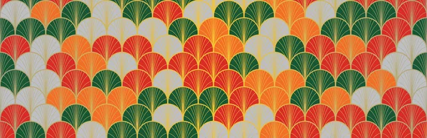 Japans Fan Golden Naadloos Patroon Elegant Kimono Textiel Boheemse Geometrische — Stockfoto
