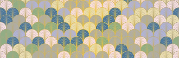 Fantasia Giapponese Golden Seamless Pattern Bohemian Geometric Asian Wave Print — Foto Stock