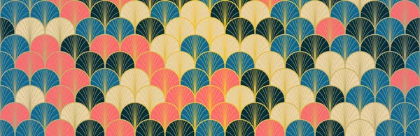 日本范金香无缝图案 几何波希米亚波设计 优雅的Kimono Fabric高级日本服装样式 古金银花中国无缝图案 软壳曲线打印 — 图库照片