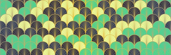 Fantasia Giapponese Golden Seamless Pattern Bohemian Geometric Asian Wave Print — Foto Stock