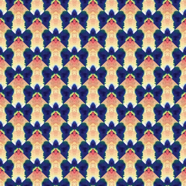 日本の水彩のシームレスなパターン 幾何学的な手描きのファッションデザイン 水彩ブラシペイント 天然の幾何学的男性夏パターン グランジペイントブラシ オリエンタルテール — ストック写真
