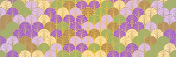Japanese Fan Golden Seamless Pattern. Bohemian Kimono Fabric. Geometric Bohemian Asian Wave Design. Premium Japanese Clothes Texture. Vintage Gold Chinese Seamless Pattern. Geo Curve Shell Pattern