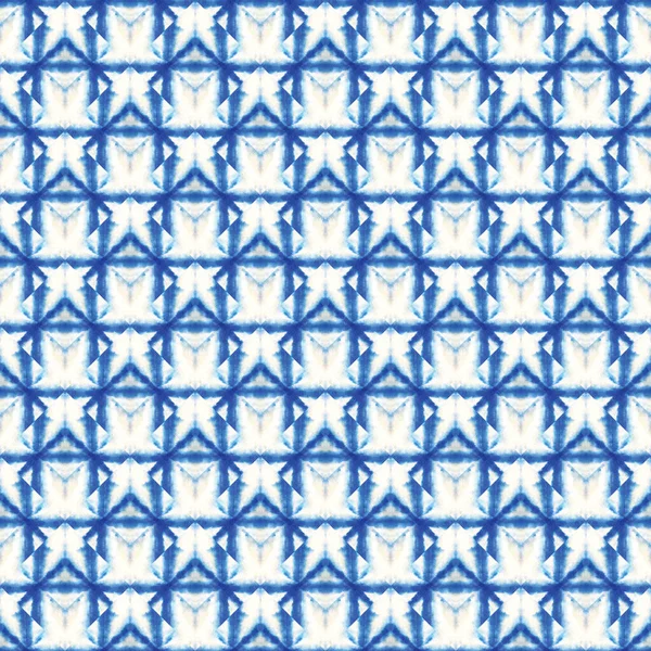 Modrý Japonský Tie Barvy Akvarel Bezešvý Vzor Geometrická Ručně Malovaná — Stock fotografie
