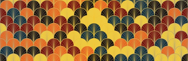 Fantasia Giapponese Golden Seamless Pattern Tessuto Kimono Bohemien Design Geometrico — Foto Stock