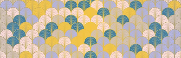 Japanese Fan Golden Seamless Pattern. Bohemian Geometric Asian Wave Print. Rich VIP Japanese Clothes Design. Glamour Kimono Fabric. Retro Gold Chinese Seamless Pattern. Geo Shell Arc Texture