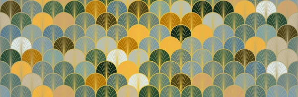 Fantasia Giapponese Golden Seamless Pattern Bohemian Geometric Asian Wave Print — Foto Stock